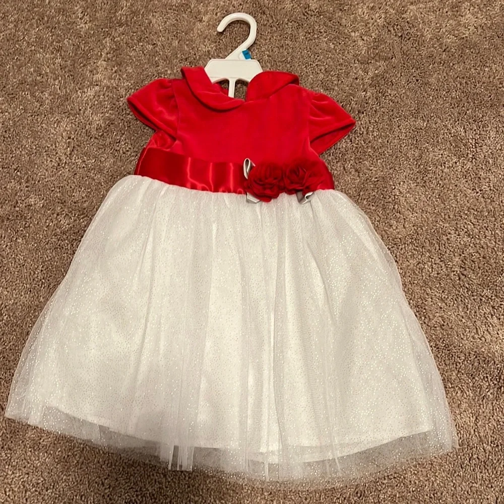Little Me Red and White Dress Girls Size 24 Months - Beautiful NEW NWT